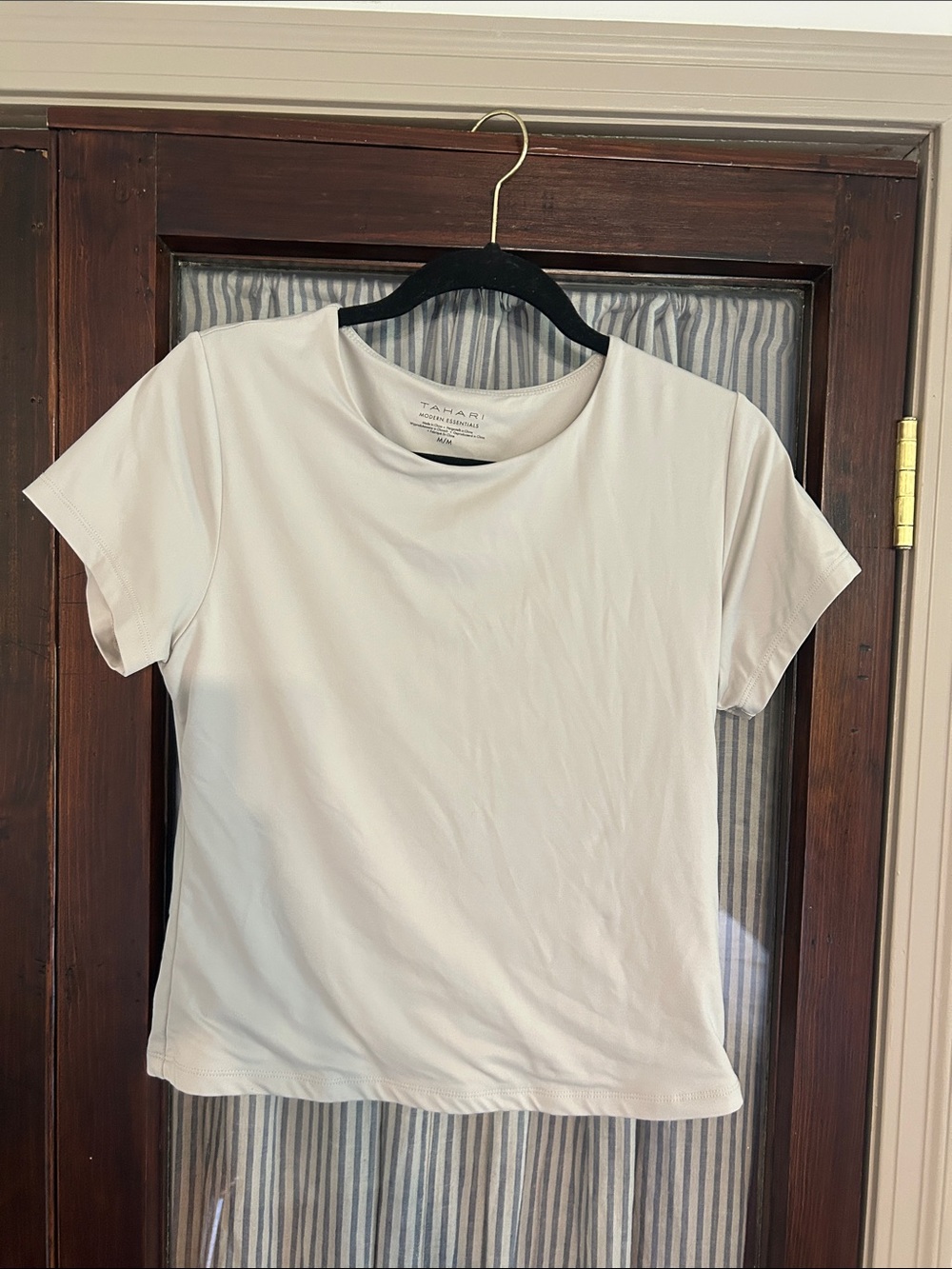 Tahari Woman Tan Short Sleeve Crewneck Tee